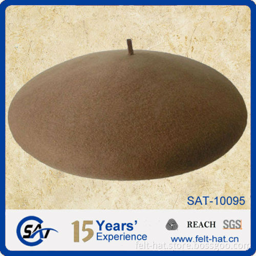 superior quality camel smooth wool beret hat, pure wool felt hat